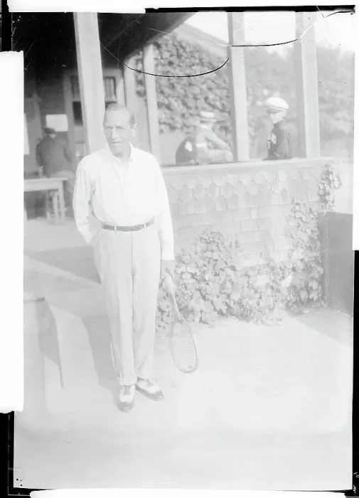 Framed Print : Society Gentleman Holding Tennis Racket Framed Print : Society Gentleman Holding Tennis Racket