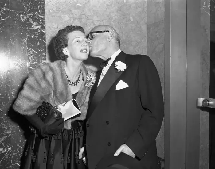 Framed Print : Sol Hurok Kissing Agnes de Mille