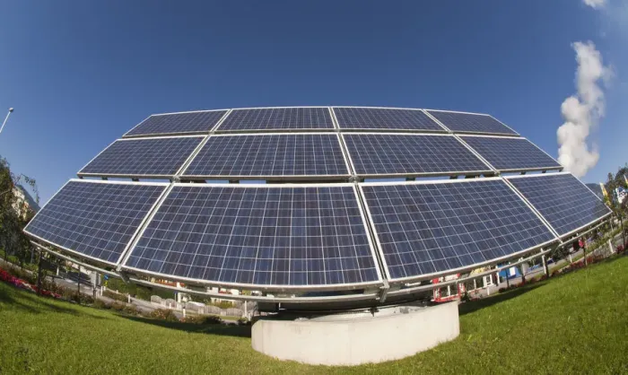 Framed Print : Solar panels a the roundabout island, Ost district, Woergl, Tyrol, Austria, Europe