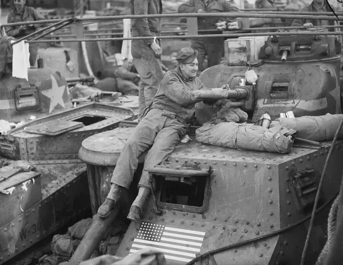 Framed Print : Soldier Cleans Gun On Tank Framed Print : Soldier Cleans Gun On Tank