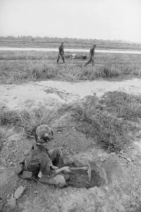 Framed Print : Soldier Digging Foxhole Framed Print : Soldier Digging Foxhole