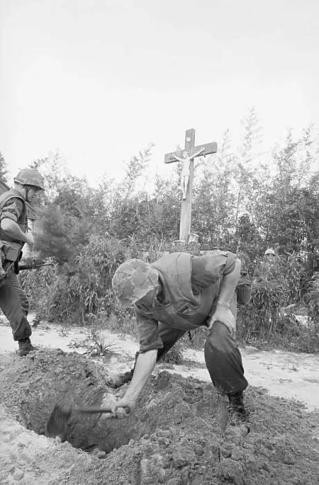 Framed Print : Soldier Digging a Grave Framed Print : Soldier Digging a Grave