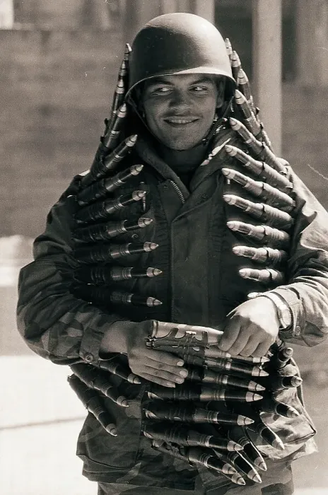 Framed Print : Soldier Draped with 23MM Cartridge Belt Framed Print : Soldier Draped with 23MM Cartridge Belt
