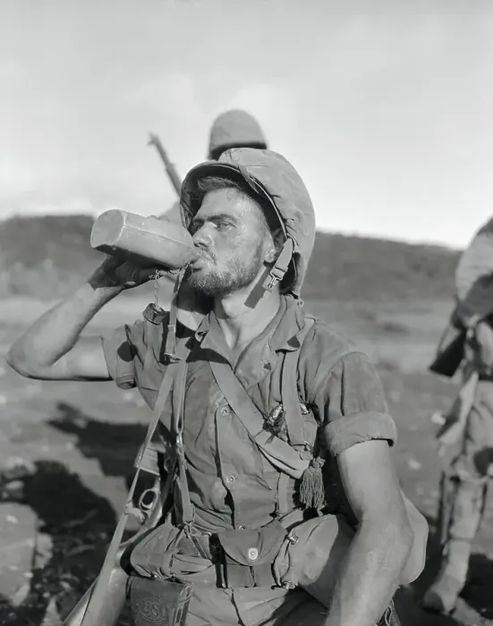 Framed Print : Soldier Drinking From His Canteen Framed Print : Soldier Drinking From His Canteen