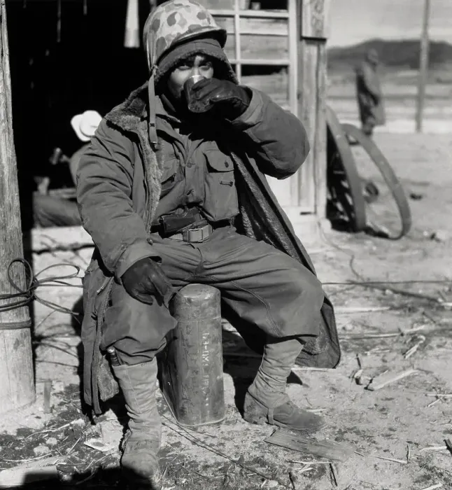 Framed Print : US Soldier Drinking Coffee In Korea