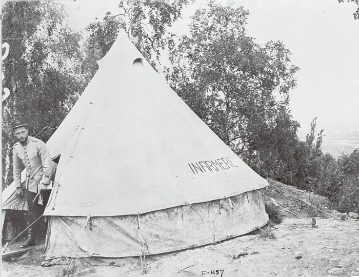 Framed Print : Soldier Exiting Red Cross Tent in France