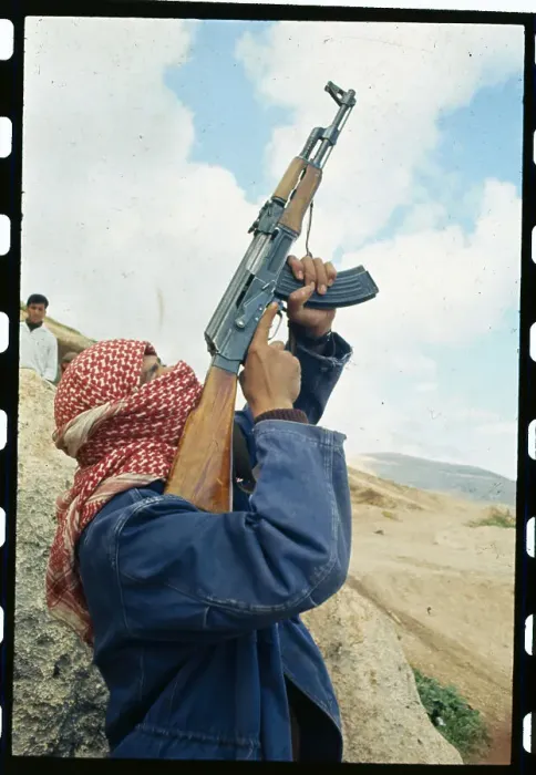 Framed Print : Soldier Firing Rifle into Air Framed Print : Soldier Firing Rifle into Air