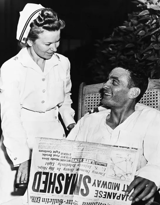 Framed Print : Soldier in Hospital After Midway Battle Framed Print : Soldier in Hospital After Midway Battle