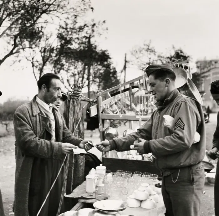 Framed Print : US Soldier And Italian Vendor Framed Print : US Soldier And Italian Vendor