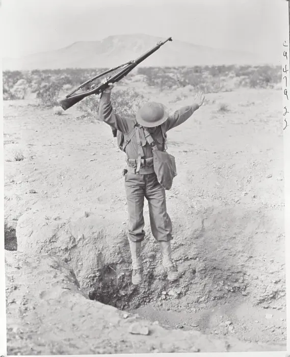 Framed Print : Soldier Jumping into Ditch Framed Print : Soldier Jumping into Ditch