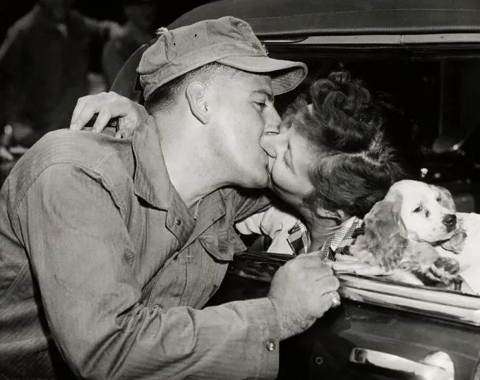 Framed Print : Soldier Kissing Wife Good-Bye Framed Print : Soldier Kissing Wife Good-Bye