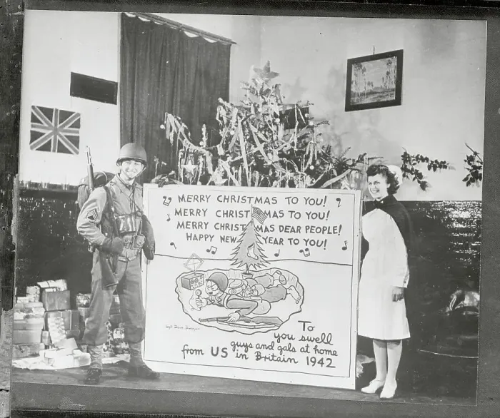 Framed Print : US Soldier with Large Holiday Card While Overseas Framed Print : US Soldier with Large Holiday Card While Overseas