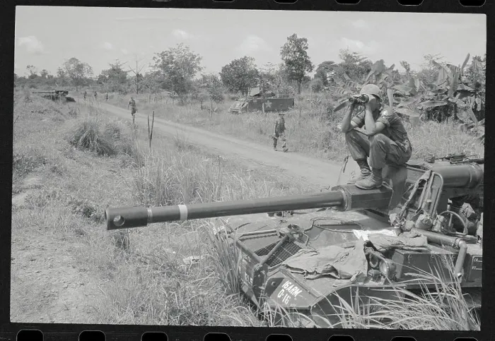 Framed Print : Soldier Looking through Binoculars