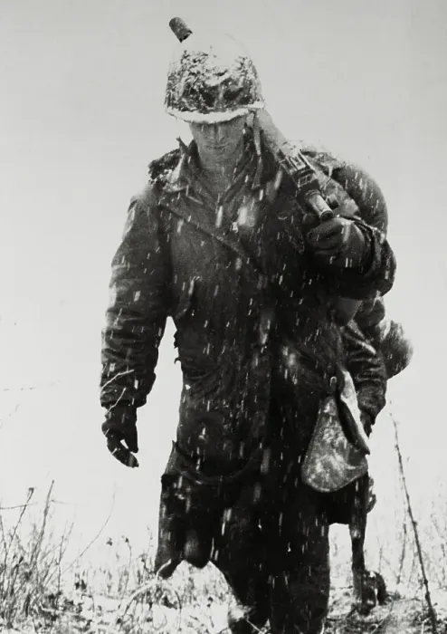 Framed Print : Soldier Patrolling in the Rain