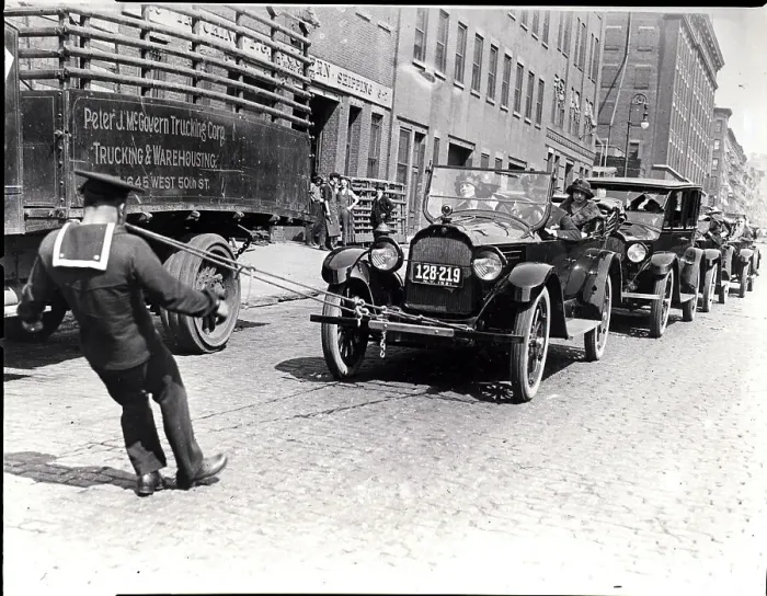 Framed Print : Soldier Pulling Row Of Cars Framed Print : Soldier Pulling Row Of Cars