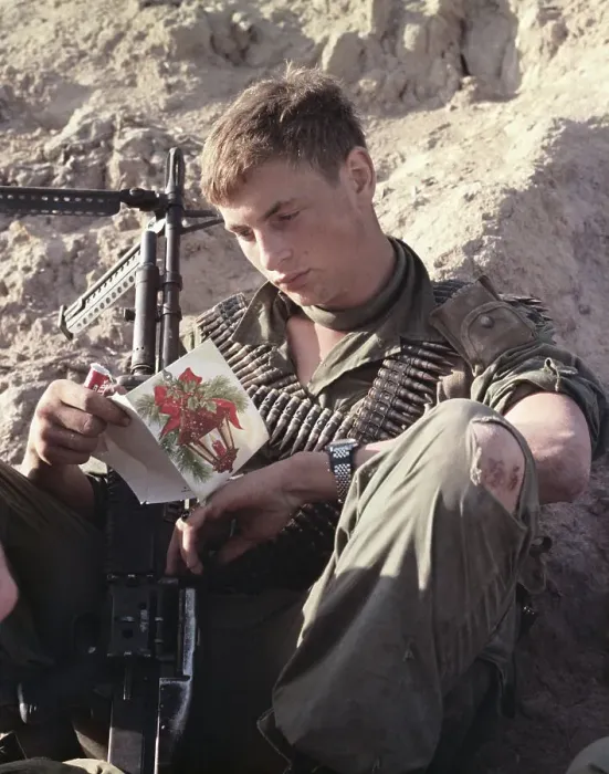 Framed Print : Soldier Reading a Christmas Card Framed Print : Soldier Reading a Christmas Card