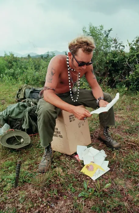 Framed Print : Soldier Reading Mail from Home