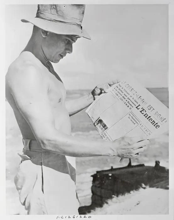 Framed Print : Soldier Reading a Newspaper Framed Print : Soldier Reading a Newspaper
