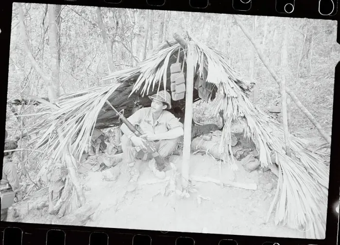Framed Print : Soldier Seated in Shelter