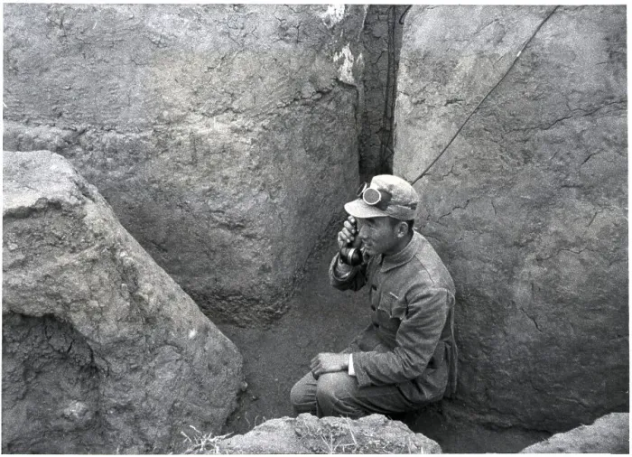 Framed Print : Soldier Talking In Ditch On Phone