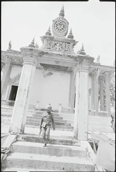 Framed Print : Soldier on Temple Steps Framed Print : Soldier on Temple Steps