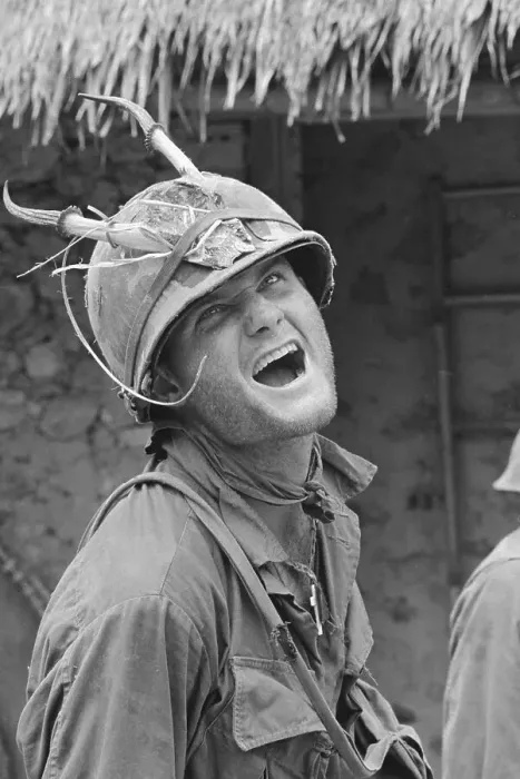 Framed Print : Soldier Wearing a Horned Helmet Framed Print : Soldier Wearing a Horned Helmet