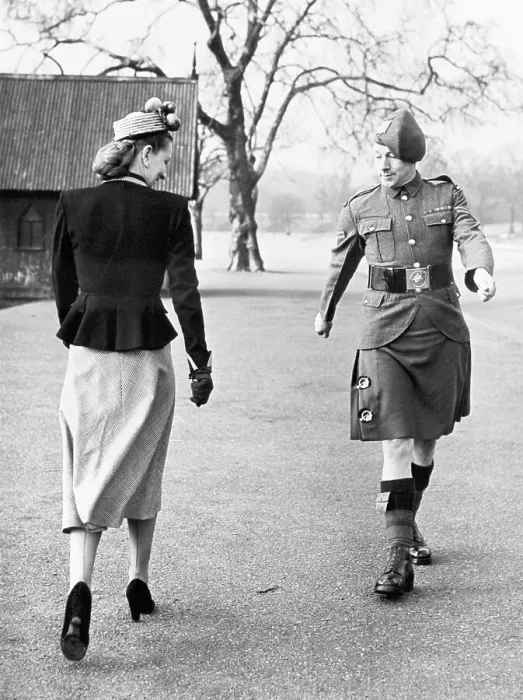 Framed Print : Soldier and Woman Exchanging Glances Framed Print : Soldier and Woman Exchanging Glances