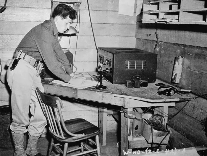 Framed Print : Soldier Working With Radio Transmitting Display Framed Print : Soldier Working With Radio Transmitting Display