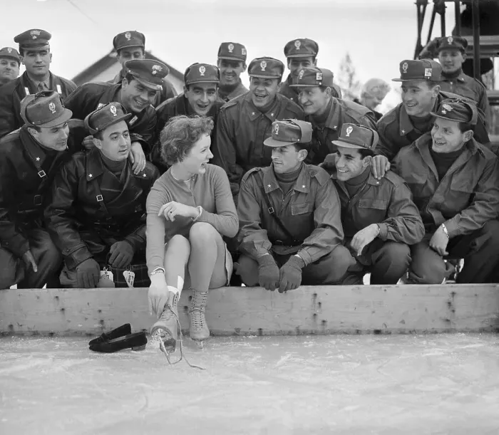 Framed Print : Soldiers Admiring Olympian Tenley Albright Framed Print : Soldiers Admiring Olympian Tenley Albright