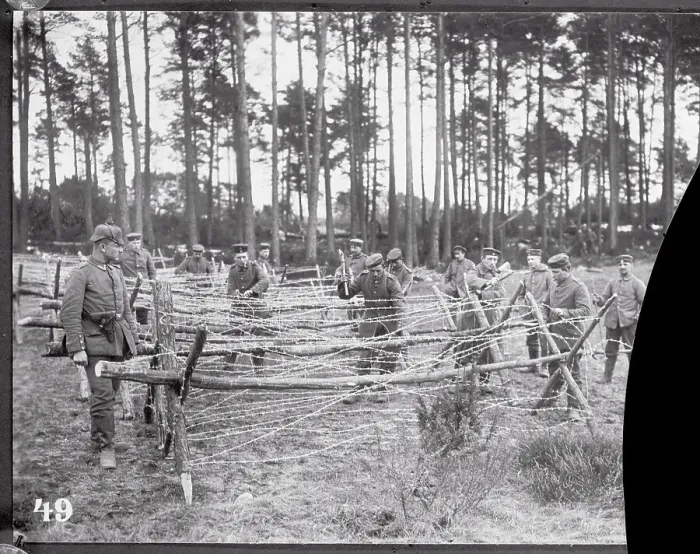Framed Print : Soldiers Assembling Barbed Wire Framed Print : Soldiers Assembling Barbed Wire