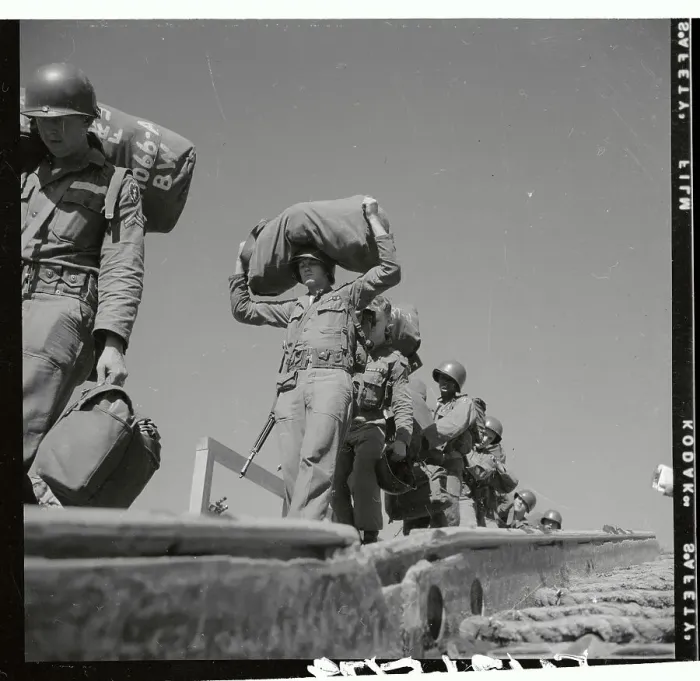 Framed Print : Soldiers Boarding a Landing Ship Framed Print : Soldiers Boarding a Landing Ship