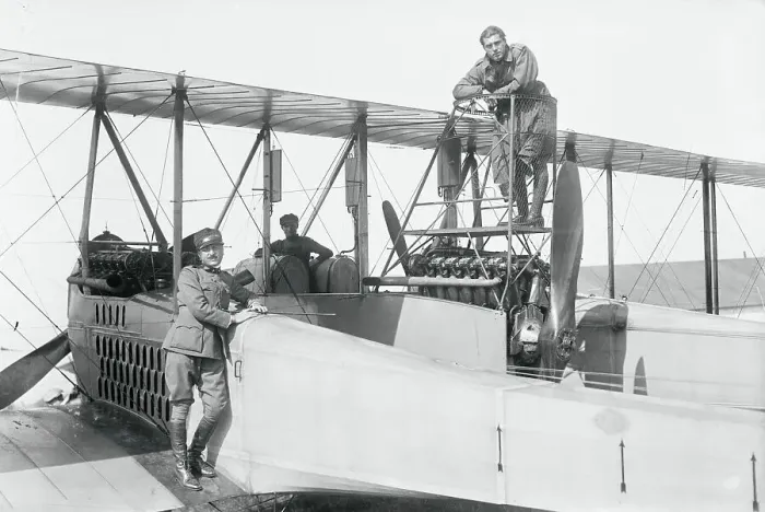 Framed Print : Soldiers and Caproni Airplane Framed Print : Soldiers and Caproni Airplane