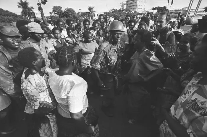 Framed Print : Soldiers and Citizens of Uganda Dancing in the Streets Framed Print : Soldiers and Citizens of Uganda Dancing in the Streets