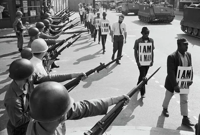 Framed Print : Soldiers at Civil Rights Protest Framed Print : Soldiers at Civil Rights Protest
