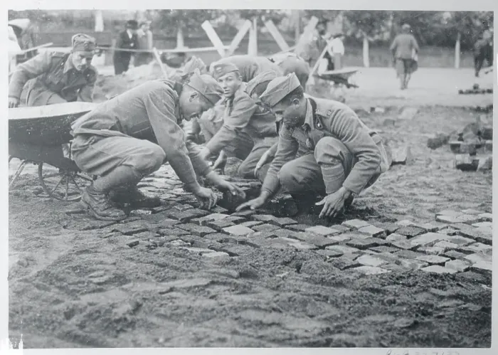 Framed Print : Soldiers Constructing Road by Hand Framed Print : Soldiers Constructing Road by Hand