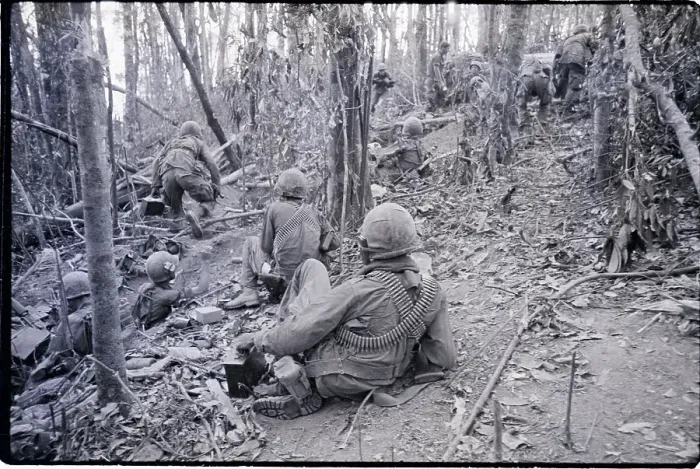 Framed Print : Soldiers Crawling Up Hillside Framed Print : Soldiers Crawling Up Hillside
