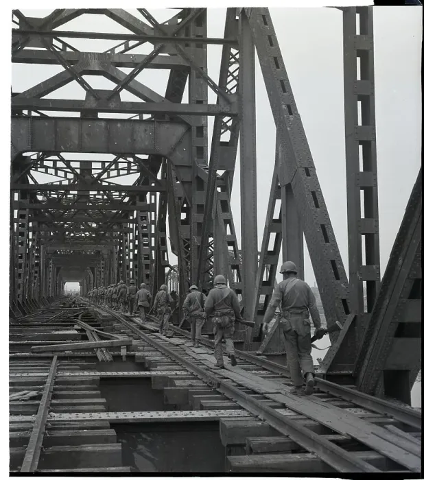 Framed Print : Soldiers Cross Railroad Bridge Framed Print : Soldiers Cross Railroad Bridge