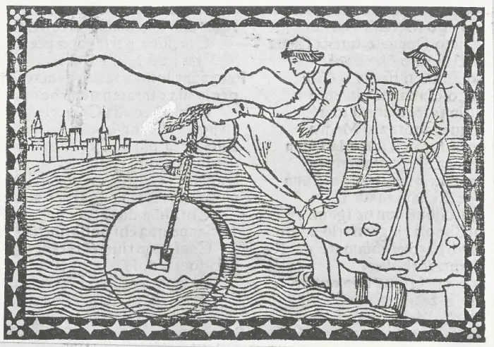 Framed Print : Soldiers drowning woman with millstone tied around her neck Framed Print : Soldiers drowning woman with millstone tied around her neck