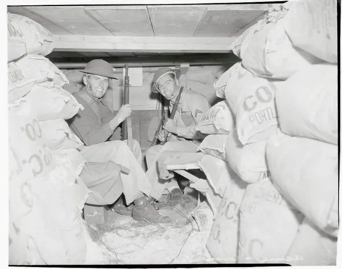 Framed Print : Soldiers in Dugout Framed Print : Soldiers in Dugout