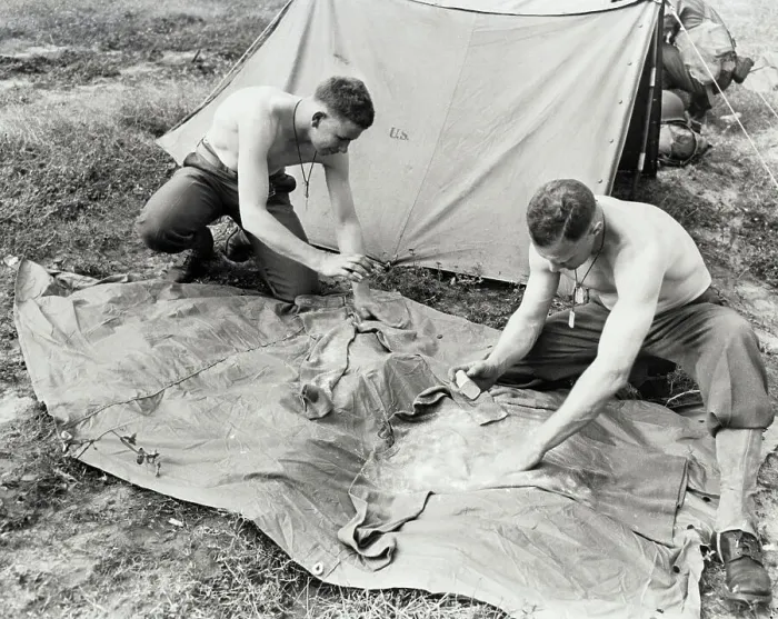 Framed Print : Soldiers Dusting Clothes with DDT