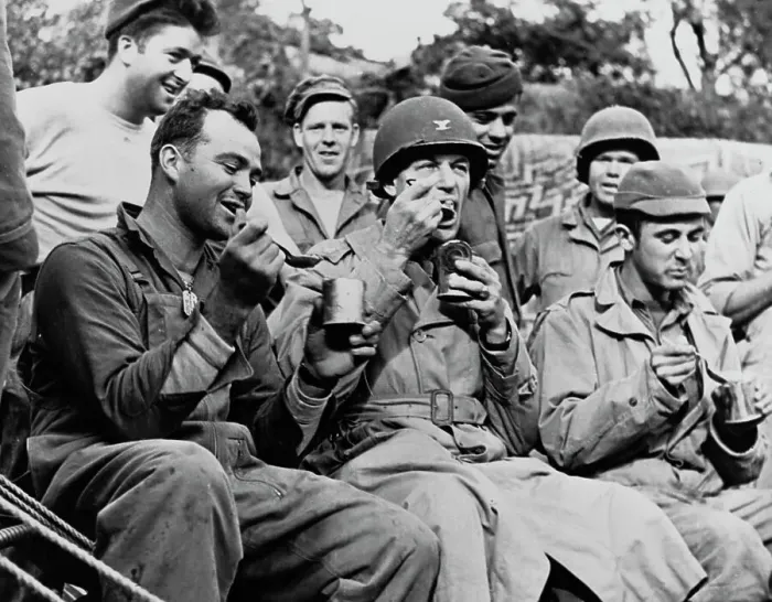 Framed Print : Soldiers Eat Rations Framed Print : Soldiers Eat Rations