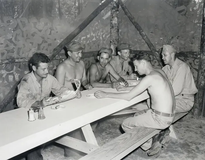 Framed Print : Soldiers Eat With Shirts Off Framed Print : Soldiers Eat With Shirts Off