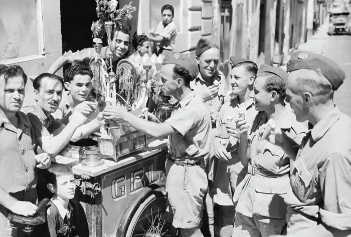 Framed Print : Soldiers Eating Ice Cream Framed Print : Soldiers Eating Ice Cream