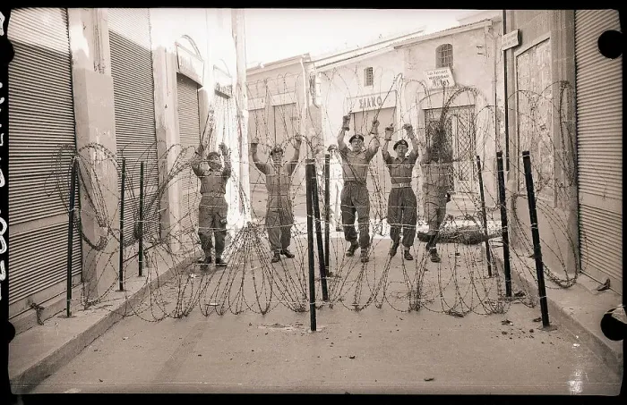 Framed Print : Soldiers Are Erecting Wire Barricade Framed Print : Soldiers Are Erecting Wire Barricade