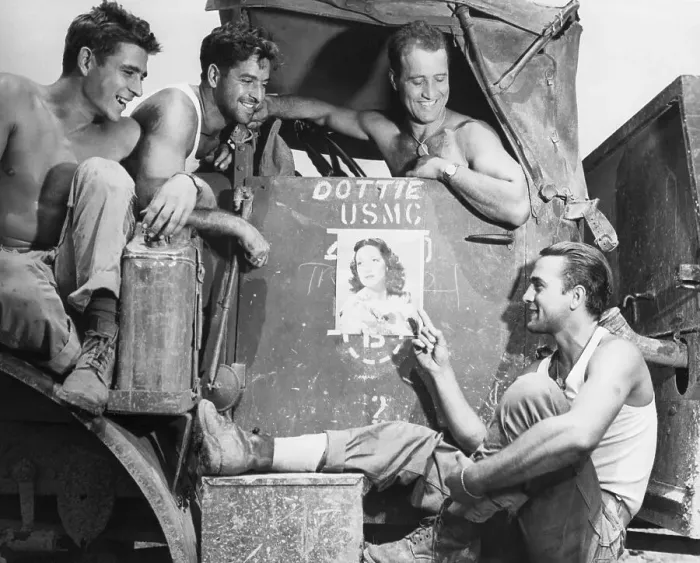 Framed Print : Soldiers with Their Favorite Pinup Framed Print : Soldiers with Their Favorite Pinup