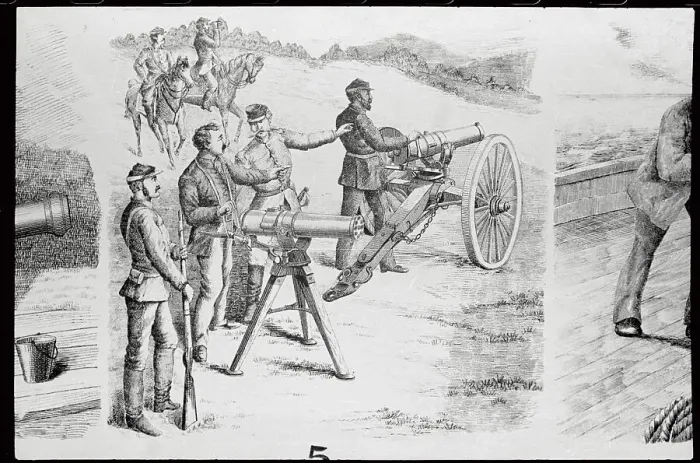 Framed Print : Soldiers in Field Using New Machine Gun Framed Print : Soldiers in Field Using New Machine Gun