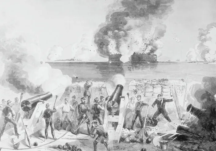 Framed Print : Soldiers Firing on Fort Sumter Framed Print : Soldiers Firing on Fort Sumter