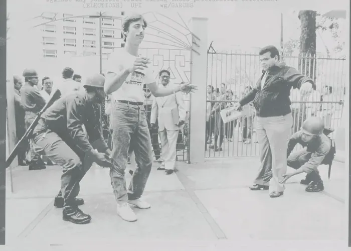 Framed Print : Soldiers Frisking Voters Framed Print : Soldiers Frisking Voters