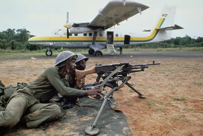 Framed Print : Soldiers Guarding Airstrip Near Jonestown Framed Print : Soldiers Guarding Airstrip Near Jonestown