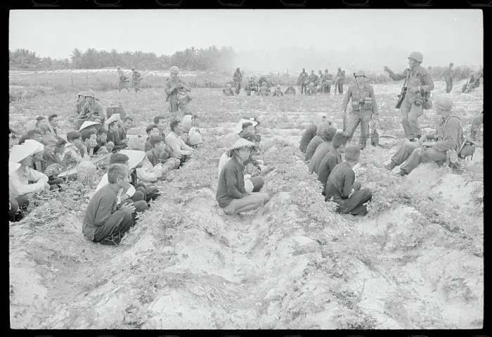 Framed Print : Soldiers Guarding Captured Viet Cong Suspects